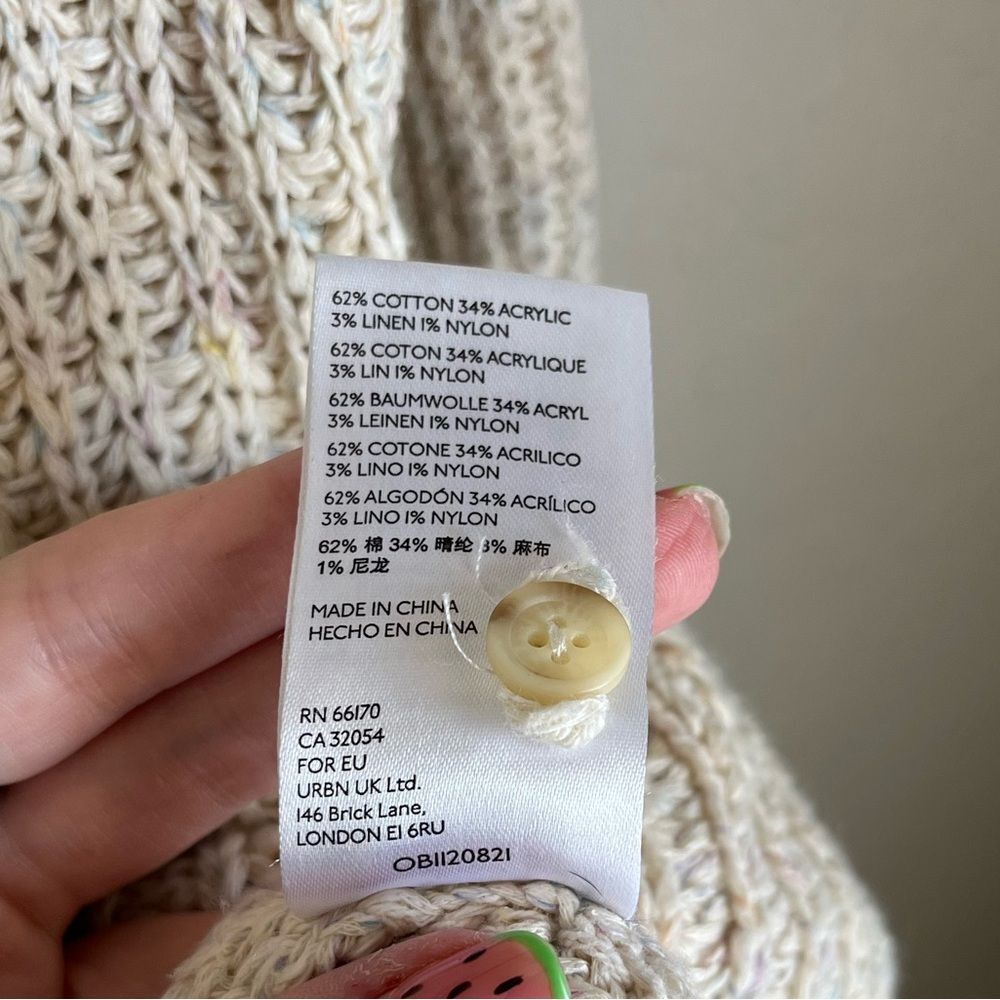 Anthropologie Cotton Knit Pullover Scoop Neck Sweater White Oversized Small - Picture 6 of 7